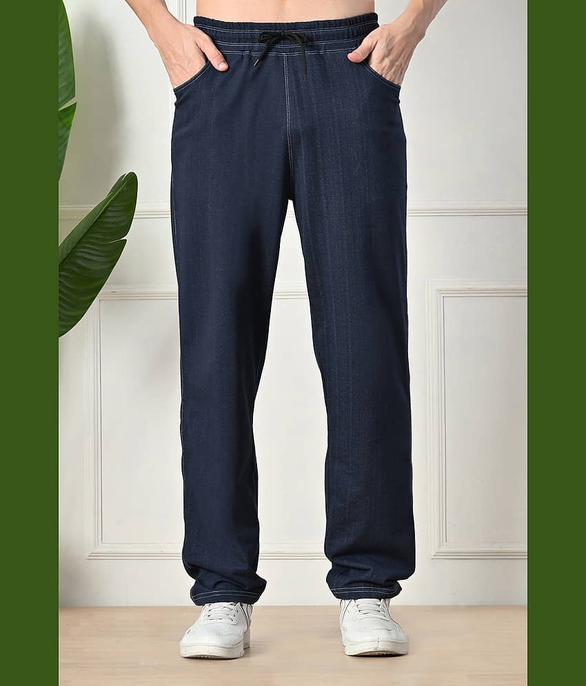 Glito Navy Cotton Blend Men's Trackpants ( Pack of 1 )