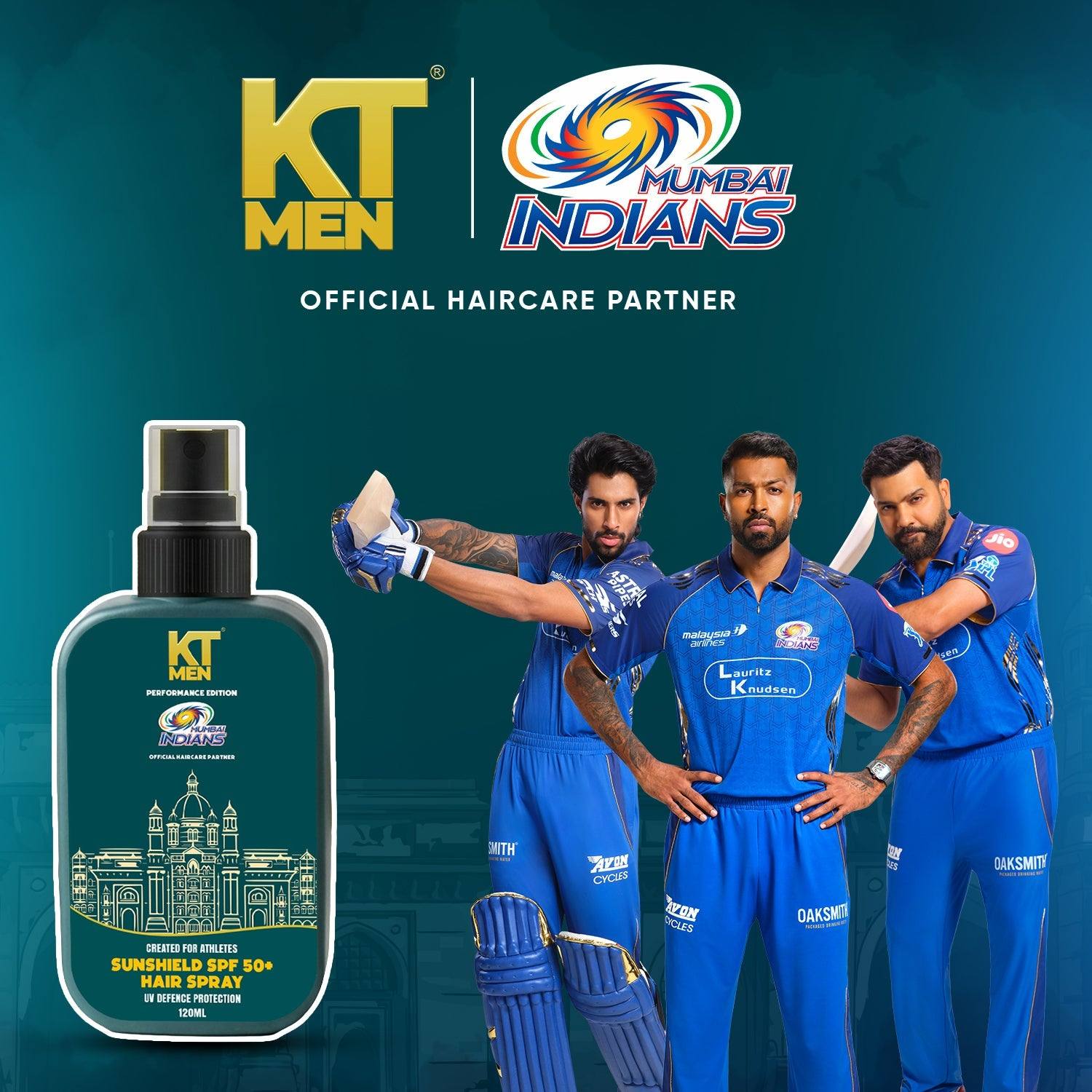 KT Men SunShield UV Protection Hair Spray - 120ml (Mumbai Indians)