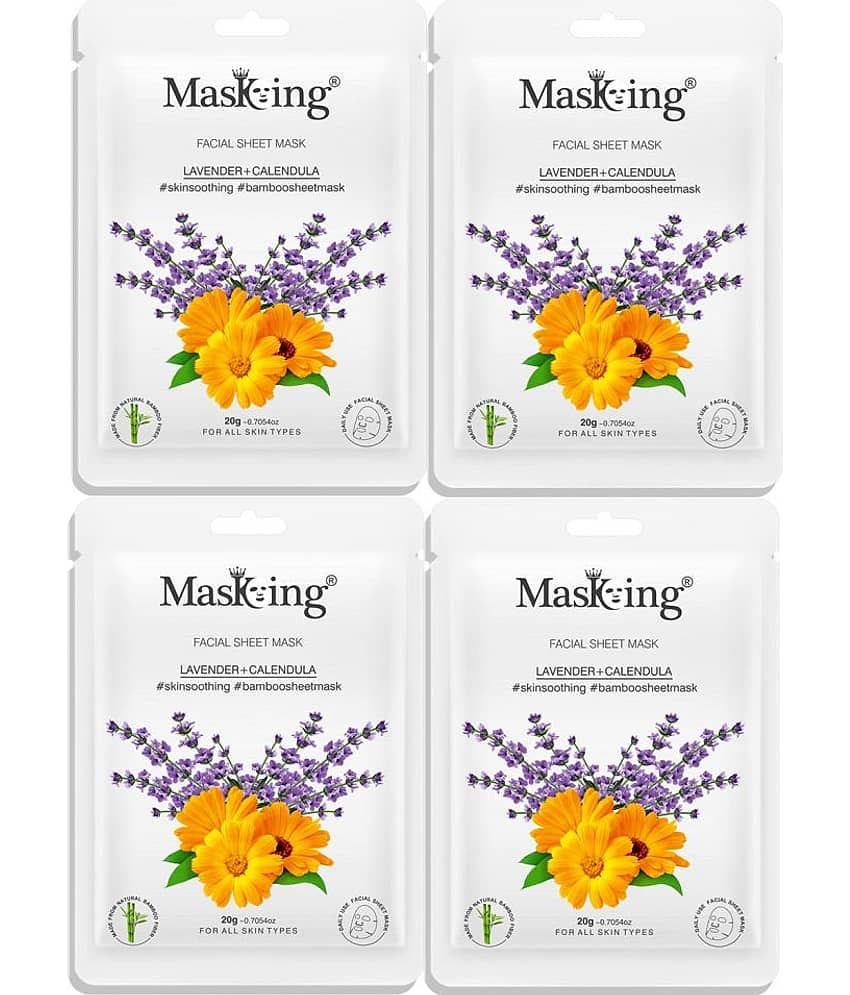 Masking Lavender & Calendula Bamboo Face Sheet Mask 80 ml Pack of 4