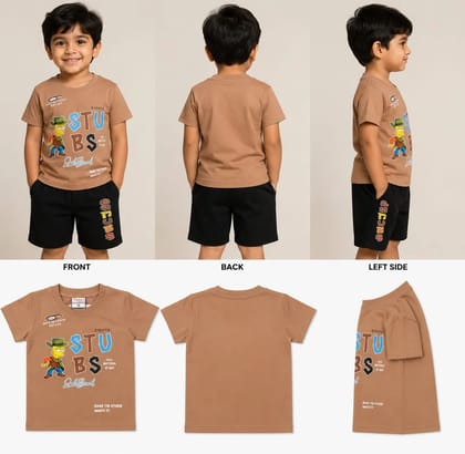Boys Cartoon Graphic Tee + Logo Shorts Set
