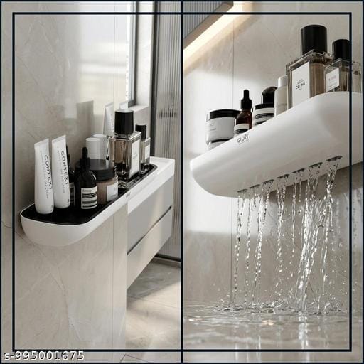 Wall Mounted Bathroom Organizer Rack with SS Towel Rod