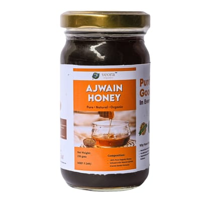 Veora Organics Ajwain Honey | 100% Pure & Natural Raw Honey | Ajwain (Carom) Flower Honey for Digestion & Gut Health | Chemical-Free Natural Sweetener | Immunity Support | 250g