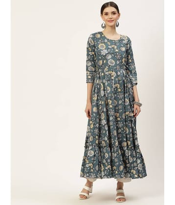 Kbz - Grey Cotton Women's Anarkali Kurti ( Pack of 1 )