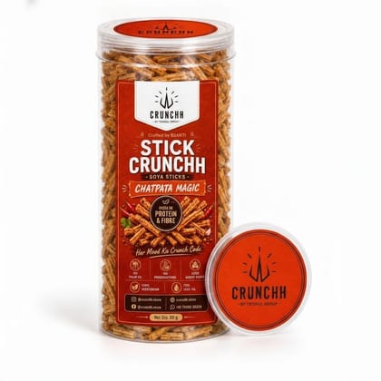 STICK CRUNCHH CHATPATA MAGIC - 80 gm - One cylindrical container of soya sticks
