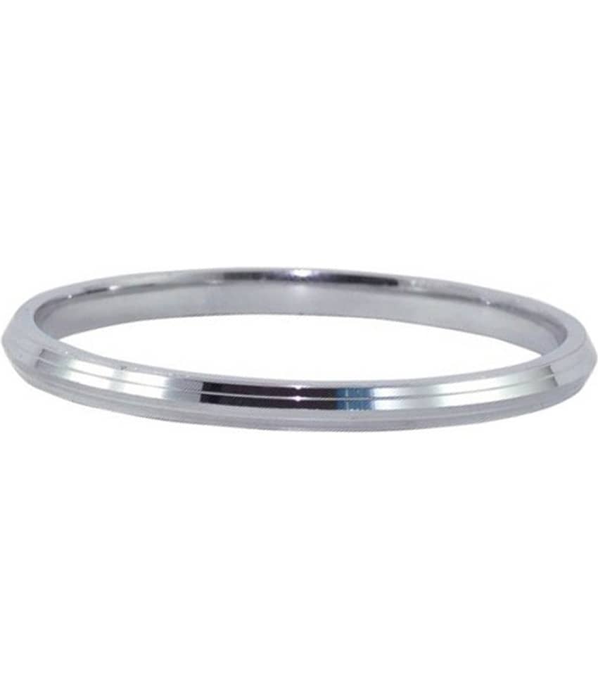 Shiv Jagdamba 2.75 Inch And 8 mm Width Pujabi Silver Stainless Steel Round Kada For Men And Women