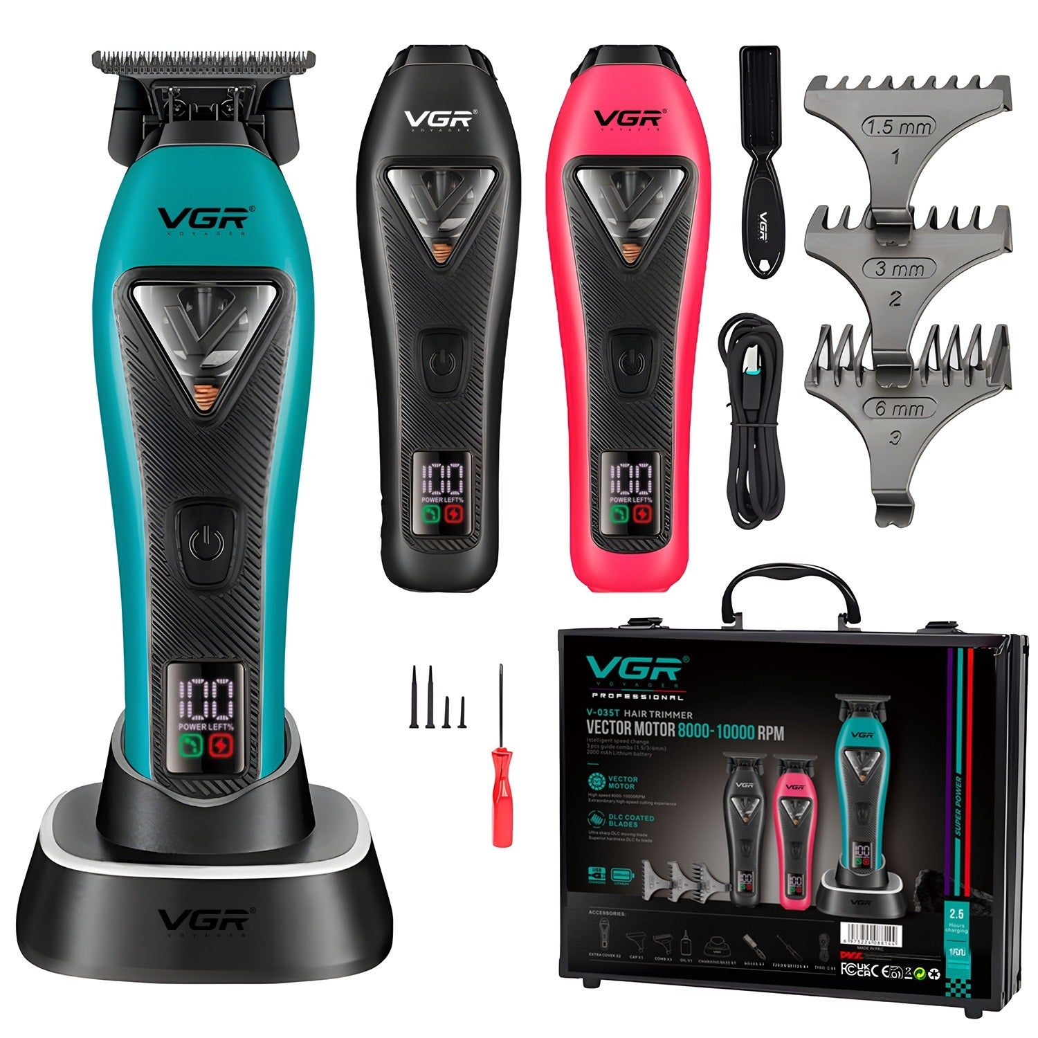 VGR V-035T Professional Hair Trimmer with 9000 RPM Vector Motor