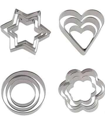 purple dust - Silver Stainless Steel 12 Pcs of Cookie Cutter ( Set of 1 )