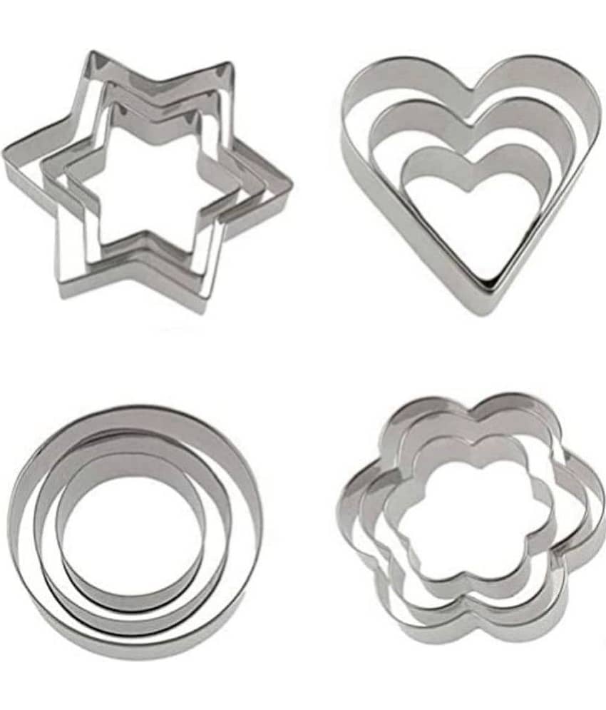 purple dust - Silver Stainless Steel 12 Pcs of Cookie Cutter ( Set of 1 )