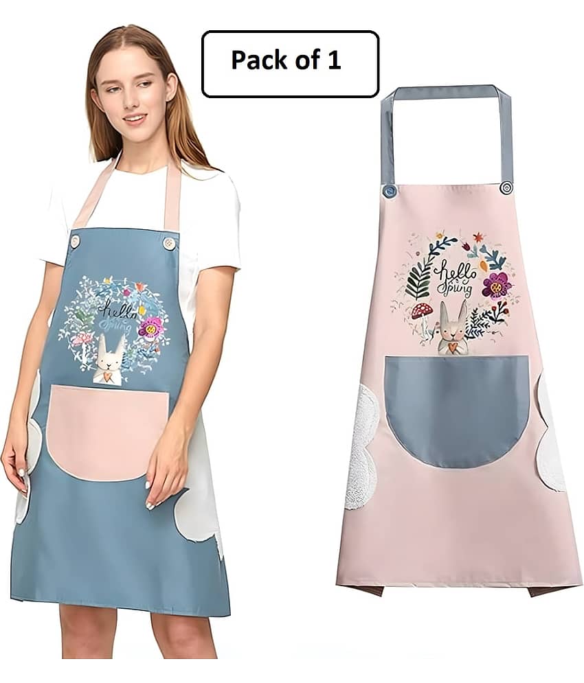 Brahmani Art PVC Printed Kitchen Apron with 2 Center Pocket ( Pack of 1 )
