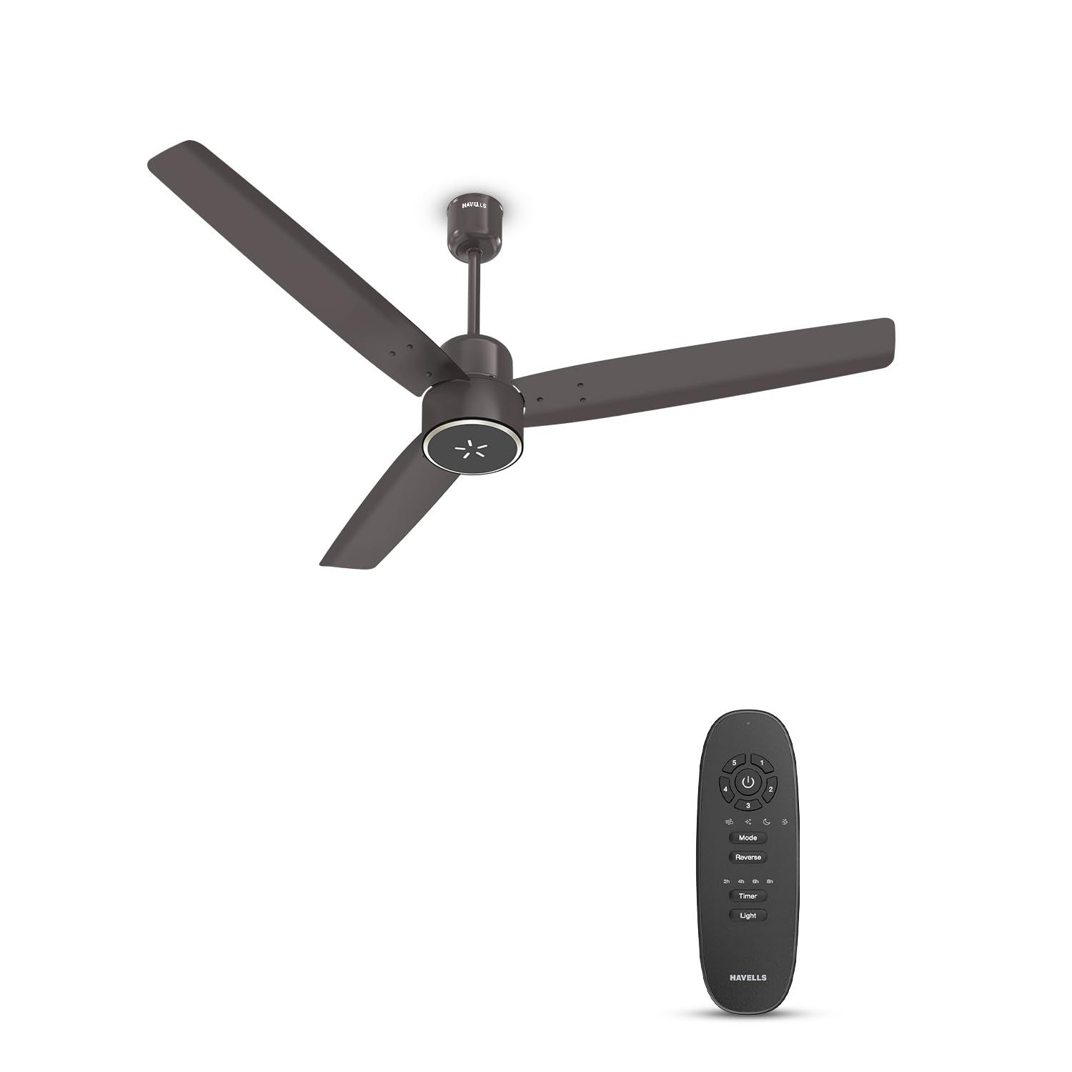Havells FAB BLDC ULED Ceiling Fan 1200mm, 5 star, LED Speed Indicator, 380 RPM, Up to 65% Savings,Reverse Rotation,4 Speed Modes,Low Wattage 30W,Low Noise,Air Flow:225 CMM, 3 Year Warranty - Cocoa Brown