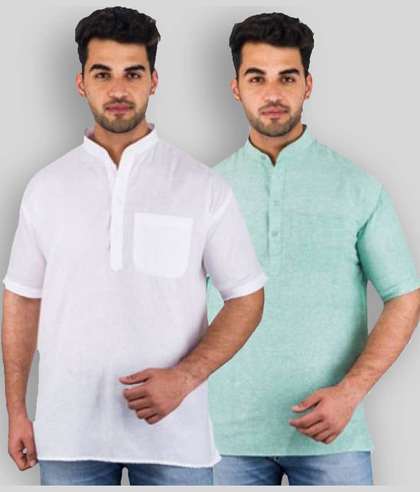 DESHBANDHU DBK - Multicolor Cotton Men's Shirt Style Kurta ( Pack of 2 )