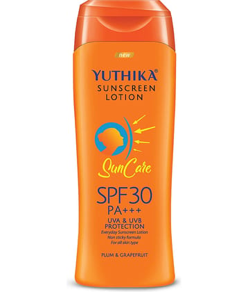 Yuthika Sunscreen Lotion SPF 30 PA+++ with UVA & UVB Protection, Sun Cream for All Skin Types - 100ml