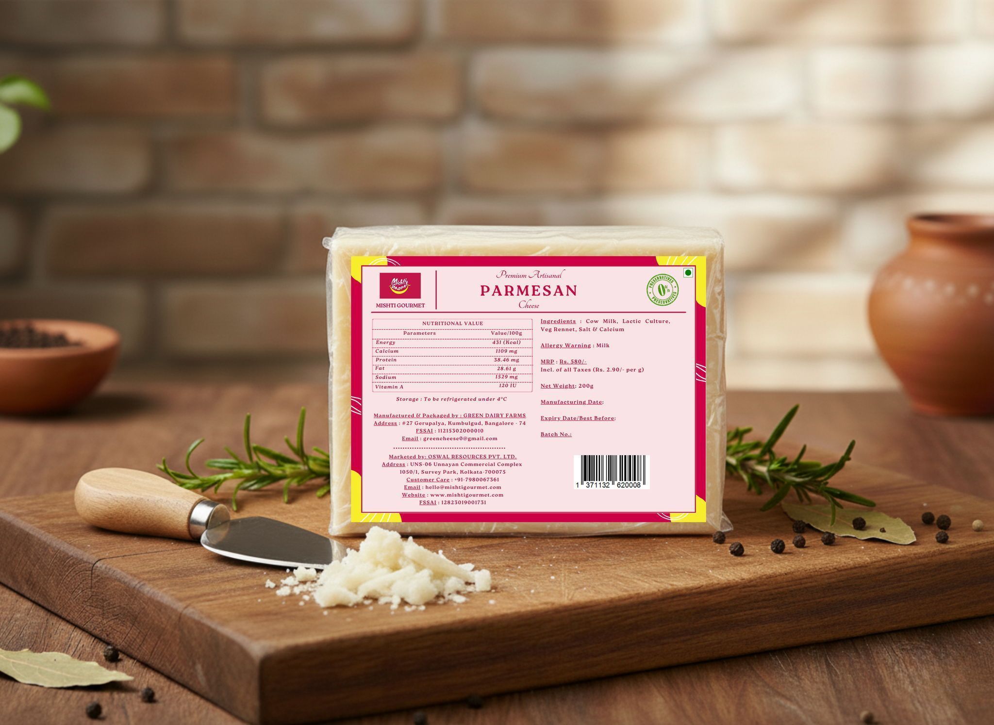 Mishti Gourmet Parmesan Cheese 200g