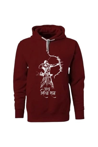 Vimanika Comics Shri Ram Hoodie Maroon Color by Vimanika Historical Apparels Pack of 1 Pcs