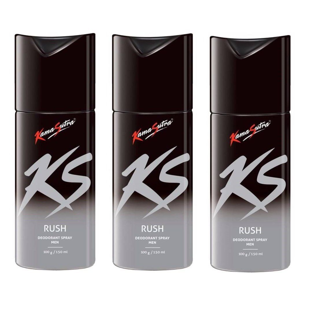 Kama Sutra Rush Deodorant for Men, 150 ml (Pack of 3)