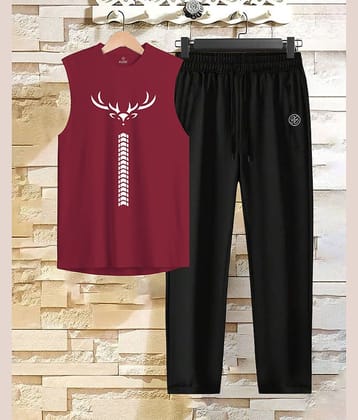AUSK Maroon Cotton Blend Relaxed Fit Men's Tracksuit ( Pack of 1 )