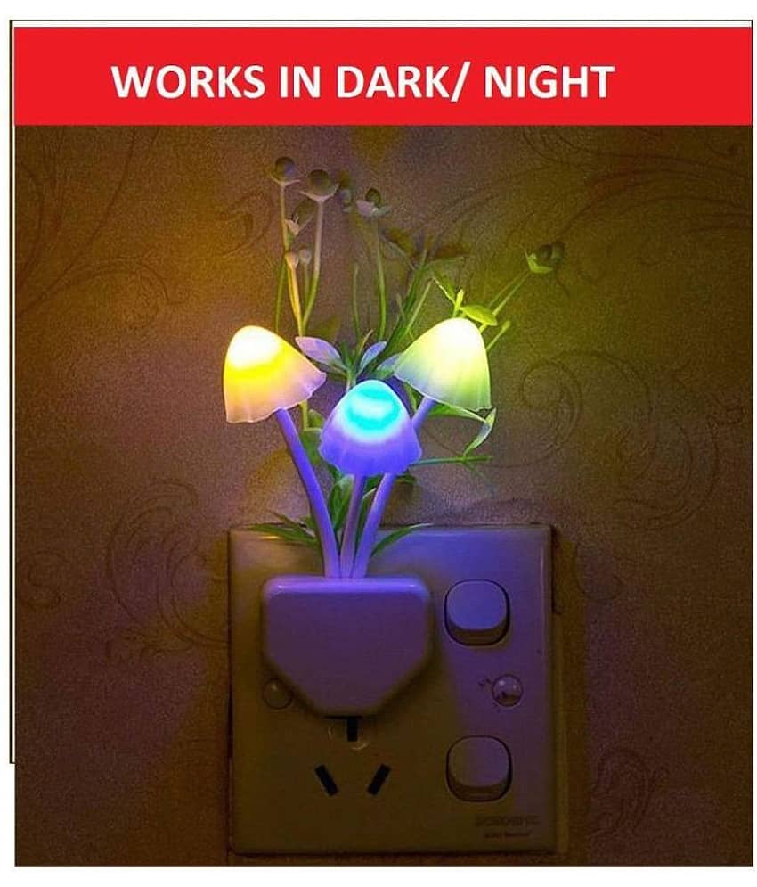 DG Beex Stylish Colorful Energy Saving Flower Mushroom LED Light Sensor Control Lamp Night Lamp - Pack of 1