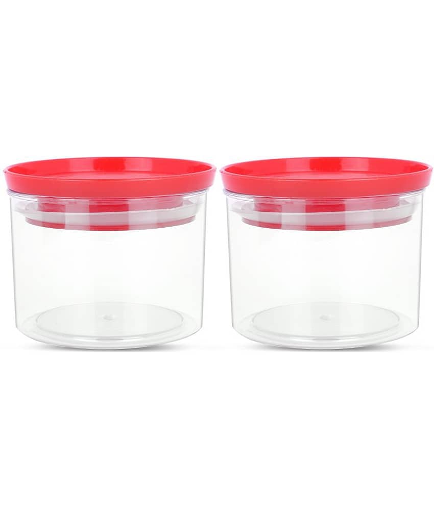 HomePro - Round Container | Airtight | Silicone Cap | Red | Plastic Utility Container | Set of 2 - 500 ml