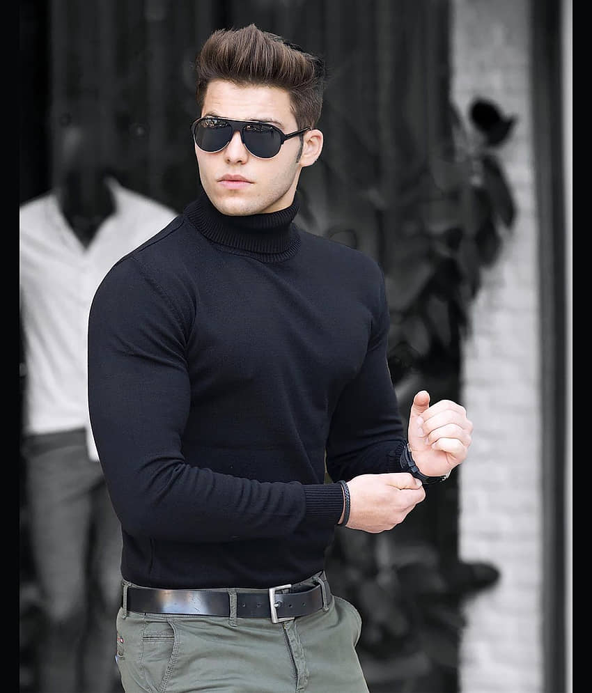 AUSK Men Cotton Blend Regular Fit Solid T-Shirt ( Aqua Blue )