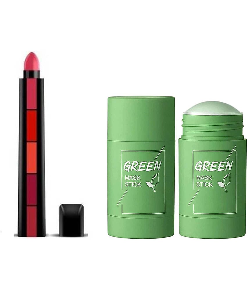 Lenon Beatuy Fab 5 5in1 Step Lipstick With Green Mask Stick 40gm