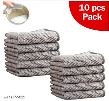 10 Pcs Steel Wire Dish Scrubber | Reusable Kitchen Cleaning Mesh for Utensils & Cookware