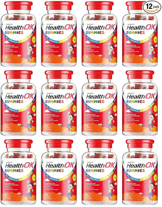 Health Ok Mankind Gummies Multivitamin and Multimineral for Kids Supports Normal Growth Healthy Immune system and Brain Function for 7 -17-year-old Bottle of 30 Gummies xPack of 12