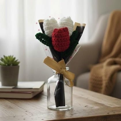 Hand Crochet Tulip Bouquet, Aromatic Soothing Aroma, Dried Plant Decoration Hand Crochet Tulip Bouquet, Aromatic Soothing Aroma, Dried Plant Decoration