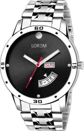LOREM Black Day Date Analog Watch for Men LR104-UF LOREM Black Day Date Analog Watch for Men LR104-UF