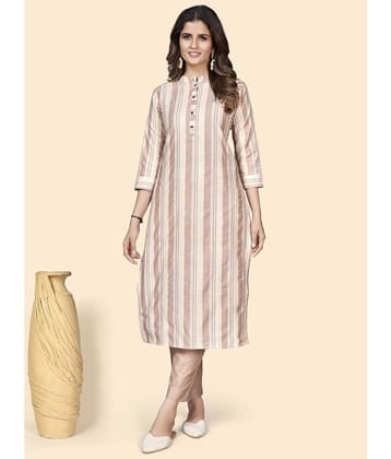 Vbuyz - Brown Cotton Blend Women's Straight Kurti ( Pack of 1 )