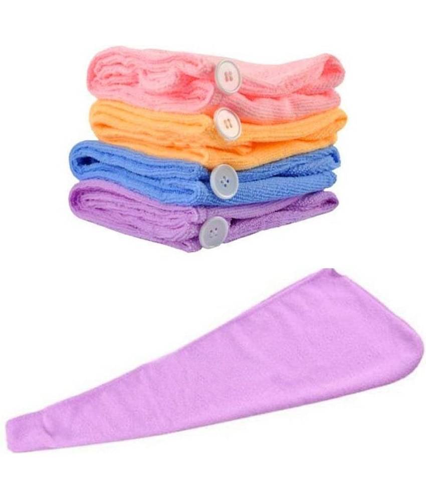 VALLEY GREEN Combo of 4 Hair Drying Absorbent Microfiber Bathrobe/Hair Wrap Towel For Women (Pack of 4, Multi Color, Free Size)