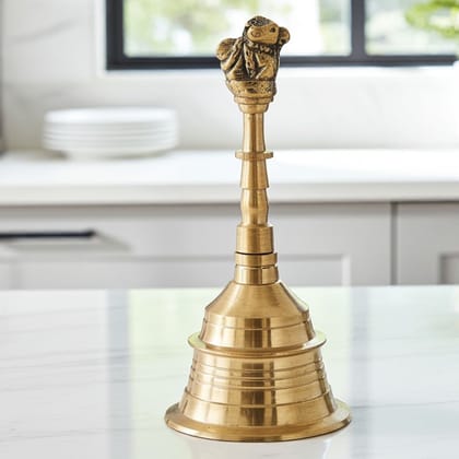 Brass Nandi Hand Bell, Ghanti No. 4, Height : 5.5 Inch (FMAS666 E) Brass Nandi Hand Bell, Ghanti No. 4, Height : 5.5 Inch (FMAS666 E)