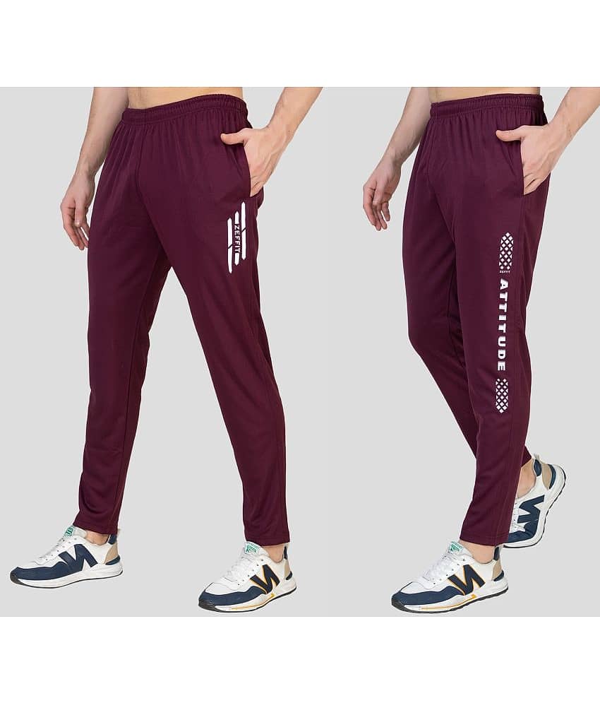 Zeffit - Maroon Lycra Men's Trackpants ( Pack of 2 )