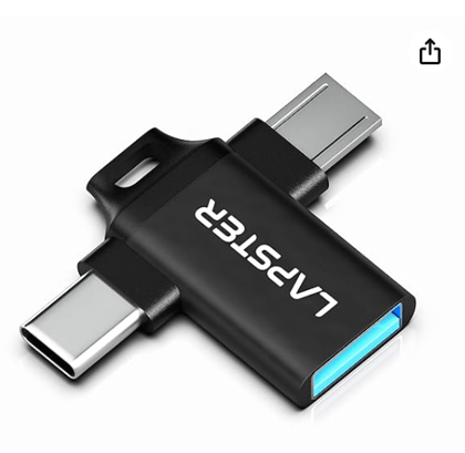 Lapster Plugx3 OTG 2 in 1 Adapter Micro USB+USB Type C to USB Female Connector, OTG Pen Drive Adapter to Mobile Connector Type C, Compatible with All Devices
