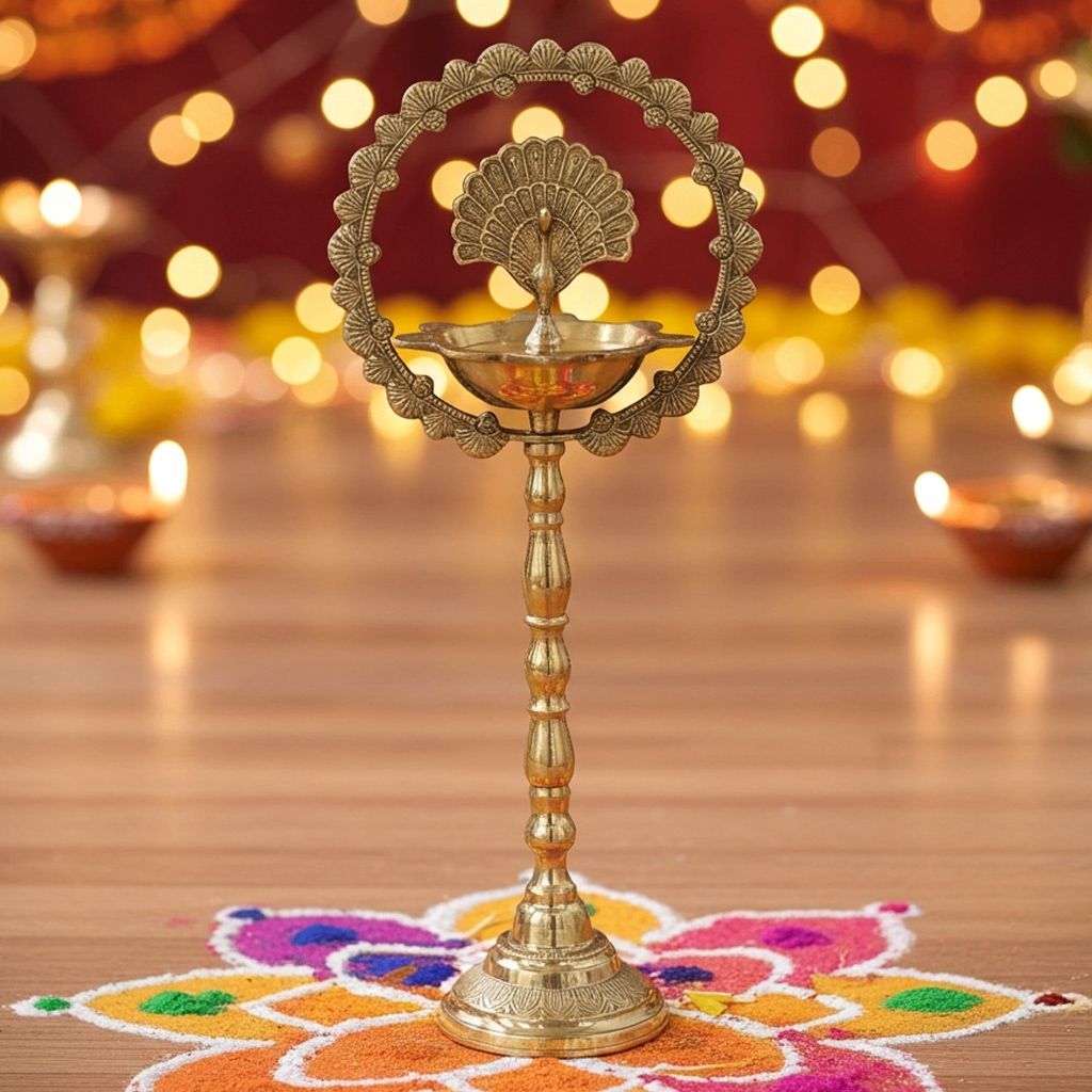 Brass Table Decor Peacock Deepak (FMAS656 M)