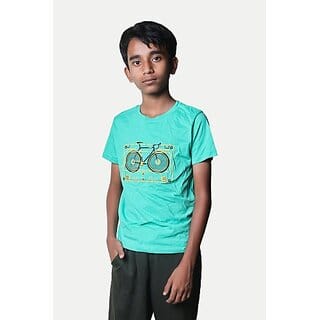 Radprix Boys Printed Pure Cotton T Shirt (Green, Pack Of 1)