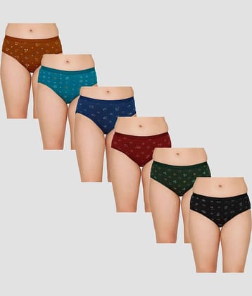 Sleazy Pack of 6 Cotton Printed Women's Briefs ( Multi Color )