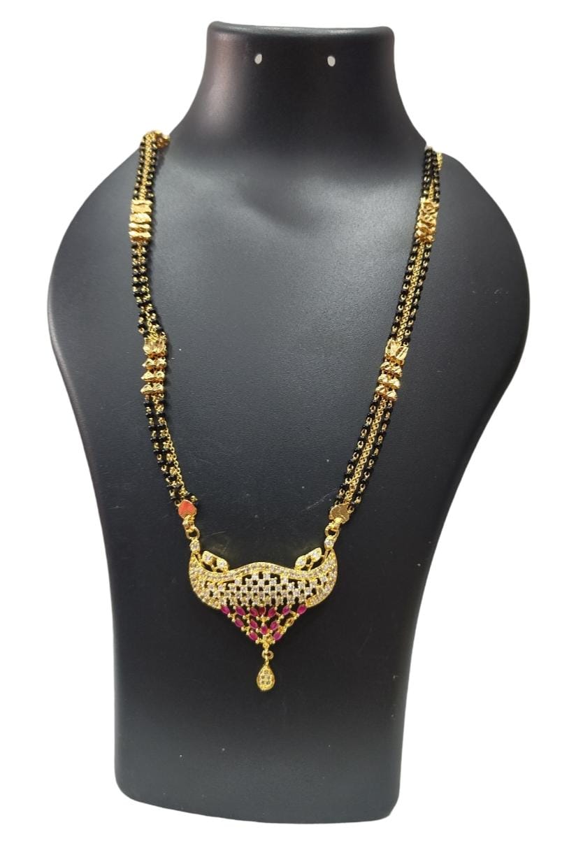Gold Plated Traditional Indian Marathi Mangalsutra Necklace for Women