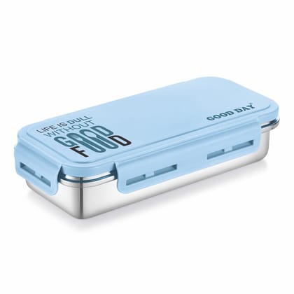 Good Day Passion Stainless Steel Lunch Box with Airtight Lid, (600ml+150ml), Blue