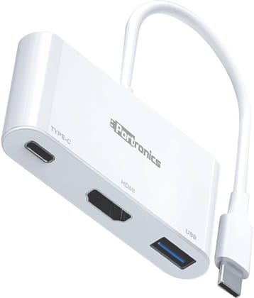 Portronics C-Konnect:USB-C Multiport Adapter ,White (POR 1041)