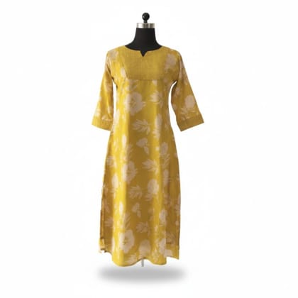 Mustard Yellow Floral Print Kurta