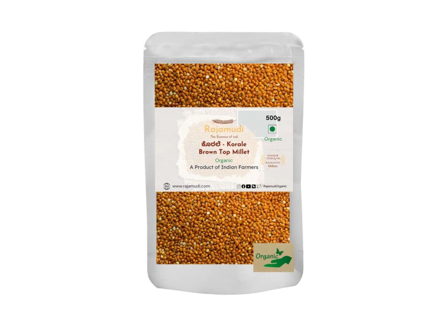 Rajamudi Organics Brown Top Millet (Korale) - 500 Gram