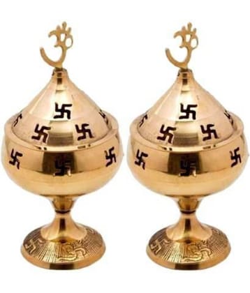 FASHION BIZZ Brass Akhand Diya - Pack of 2