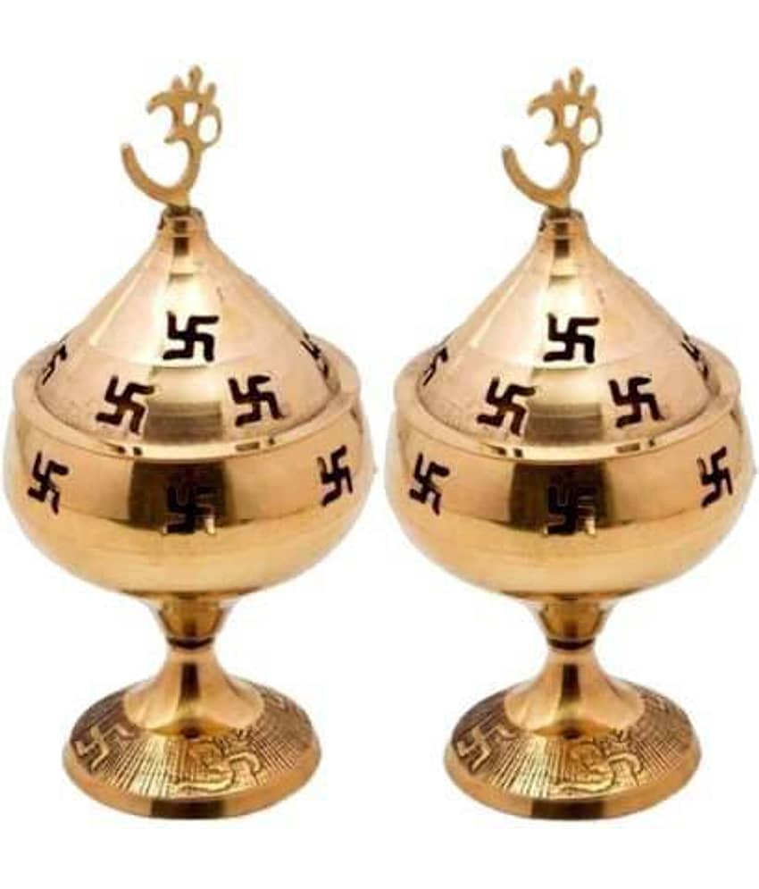 FASHION BIZZ Brass Akhand Diya - Pack of 2