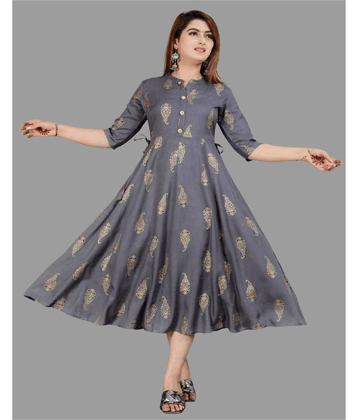 SIPET - Grey Rayon Women's Anarkali Kurti ( Pack of 1 )