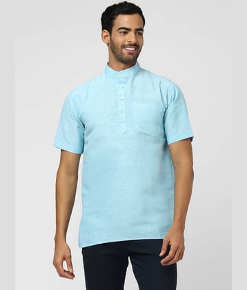 DESHBANDHU DBK - Sky Blue Cotton Men's Shirt Style Kurta ( Pack of 1 )