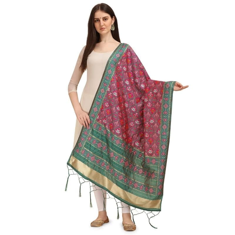 Women's Silk Pure Zari weaving Duppatta (Purple, Leangth: 2-2.3 Mtrs)-PID44951