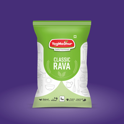 YogMashur Classic Rava | Green | 1kg | Premium Quality, Hygienically Packed | Daily Cooking