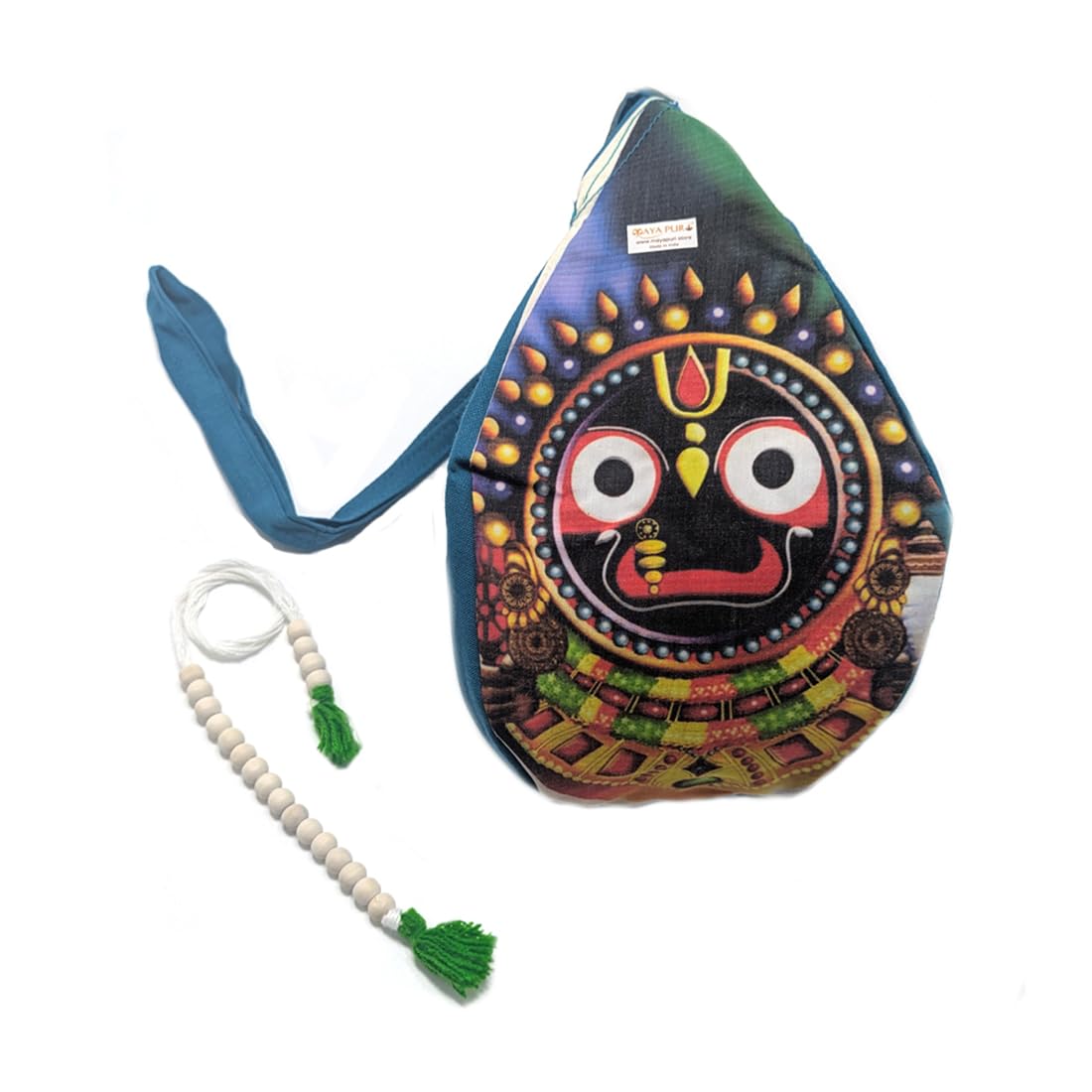 MAYAPURI Lord Jagannatha Printed Chanting Bag | Beads Bag with Zip Pocket & Sakshi Mala Counter | Japa Bag for Meditation & Mantra Chanting