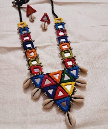 Mirror Embroidery Long Neck Piece