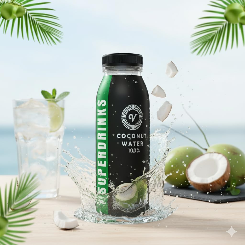 SUPERDRINKS Coconut Water 200ml | From fresh Tender Coconut | No Added Sugar, Not from Concentrate | Hydrating Coconut Water | (Pack of 4)